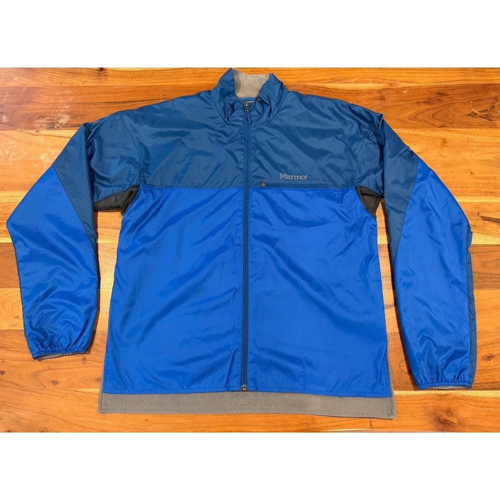 Marmot Mens Blue Windbreaker Jacket Full Zip Ripstop L IDI Composites Logo